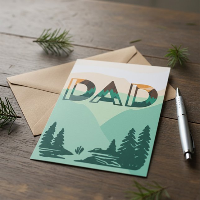 Cartão 'DAD' Mountain Landscape Greeting Card (Criador carregado)