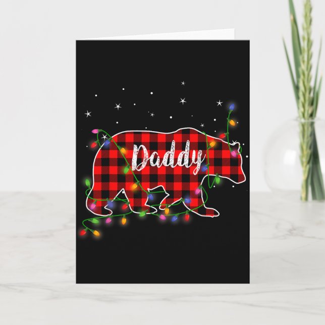 Cartão Daddy Bear Red Plaid Christmas Pajama Family Gift  (Frente)