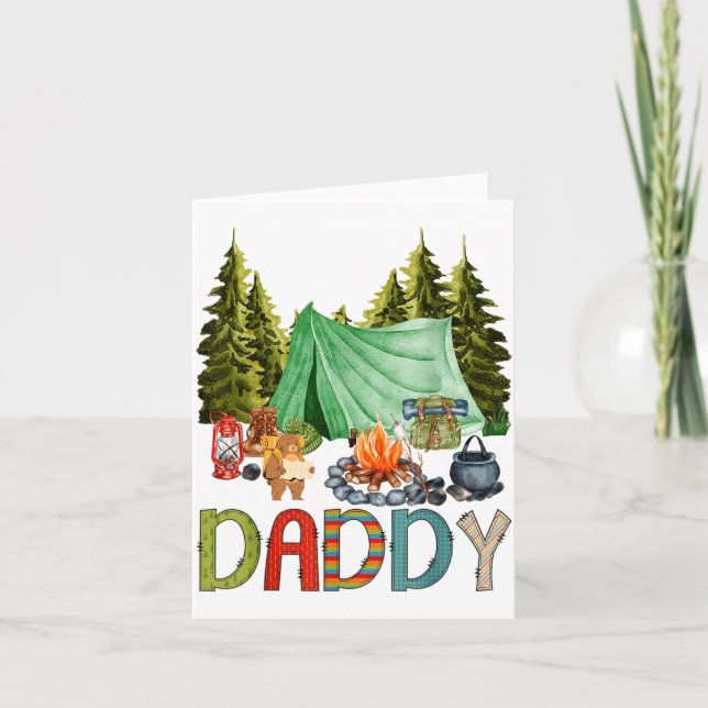 Cartão Daddy Of The Happy Camper 1st Birthday Bear Camng  (Frente)