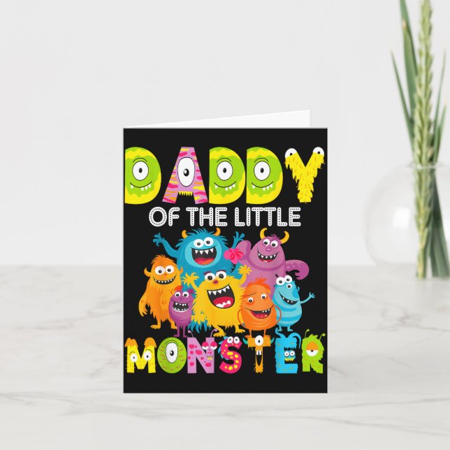 Cartão Daddy Of The Little Monster 1st Birthday Boy Party (Frente)