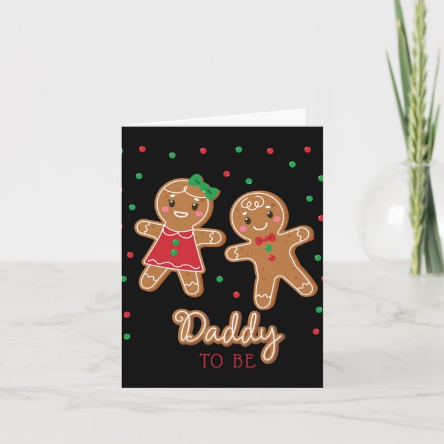 Cartão Daddy To Be Gender Reveal Gingerbread T Shirt  (Frente)