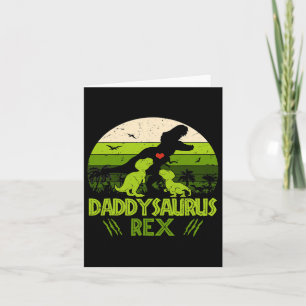 Cartão Daddysaurus Rex 2 Crianças Dinossauro Para Pais