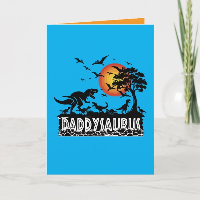 Cartão Daddysaurus T-Rex Engraçado Presente de Pai Dinoss (Frente)