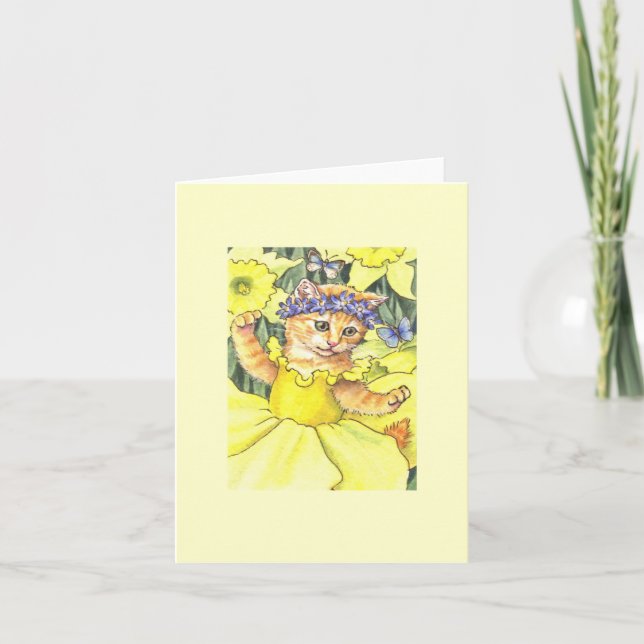 Cartão Daffodil Kitten Blank Note Card (Frente)