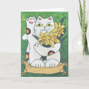 Cartão Daffodil Neko Greeting Card