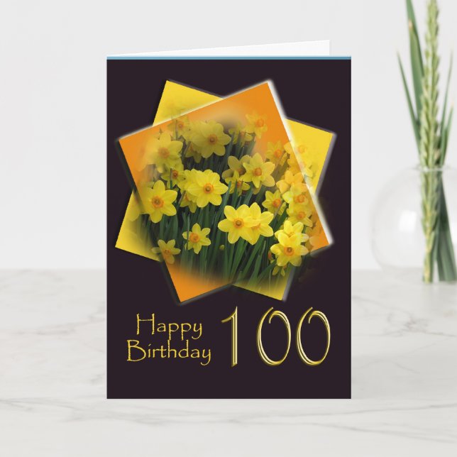 Cartão Daffodils - 100th Birthday Congratulations Card (Frente)