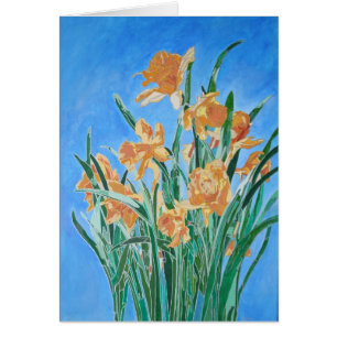 Cartão Daffodils Ouro Bloqueado Arte de Linha Negrito