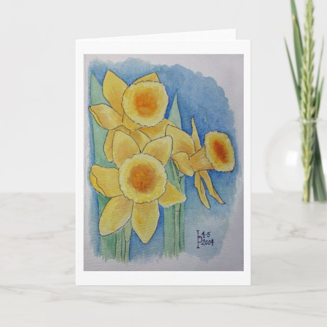 Cartão Daffodils - Watercolor (Frente)
