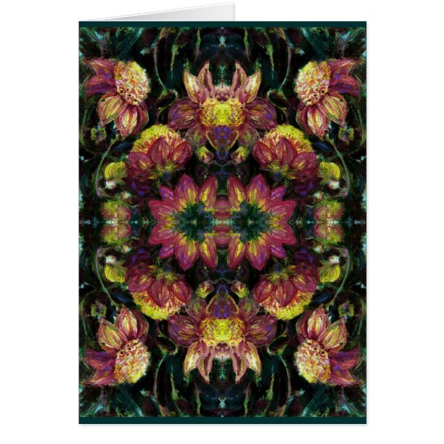 Cartão Dahlias Amarelo e Rosa (Frente)