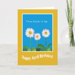 Cartão Daisies April Birthday Card for Sister-in-law<br><div class="desc">Um Cartão de Aniversário de abril para uma cunhada,  com três Daisies Brancos num fundo do Sky Blue. Parte da coleção Posh & Painterly 'Daisy Chain'.</div>