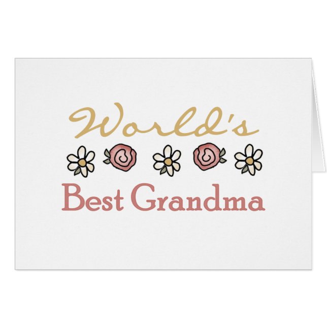 Cartão Daisies e Rosas World Best Grandma (Frente Horizontal)