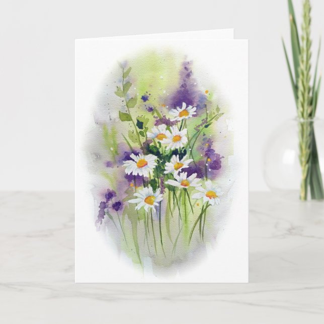 Cartão Daisies in Heather Greeting Card (Frente)