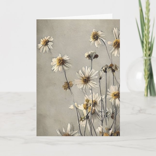 Cartão Daisies Secos Pensando em Você (Frente)