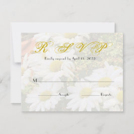 Cartão Daisy Background Yellow Script Weding RSVP