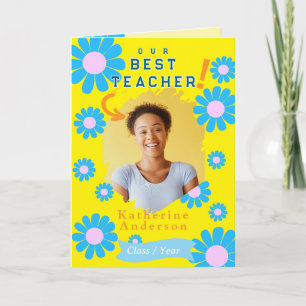 Cartão Daisy Best Teacher Photo Bright Yellow