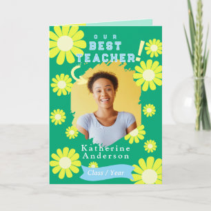 Cartão Daisy Best Teacher Photo Green