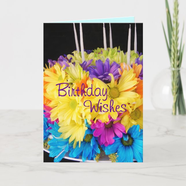 Cartão Daisy Cake Birthday personalizado (Frente)