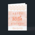 Cartão Daisy Flower Floral Watercolor 80th Birthday<br><div class="desc">Simple Daisy Flower Floral Watercolor 80th Birthday Card. 80th birthday card for her with a simple hand-drawn flower pattern and orange watercolor background. The flowers are pink and yellow. Add your message inside the card or erase it.</div>