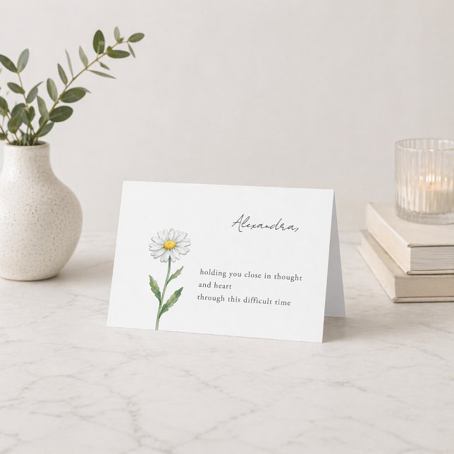Cartão Daisy Flower Personalized Sympathy Card with Name (Criador carregado)