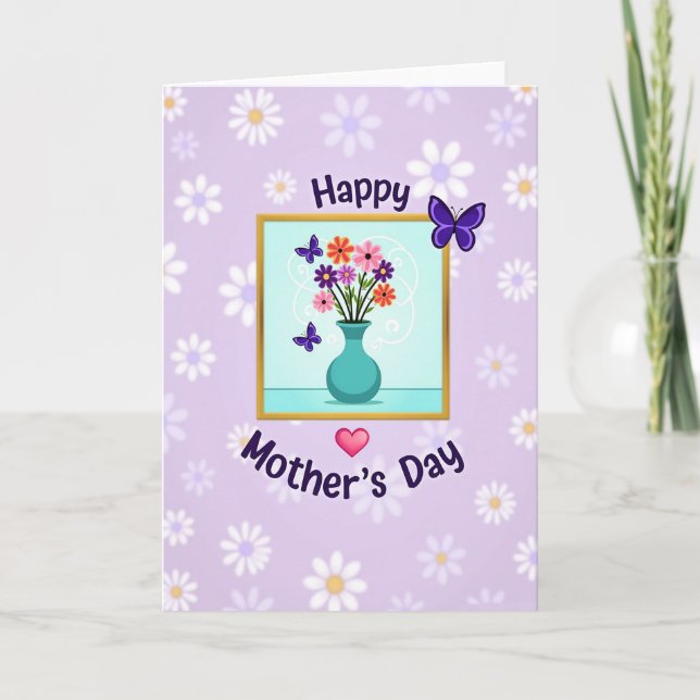 Cartão Daisy Lavender Pattern Card (Frente)