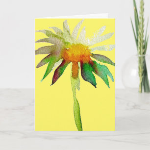 Cartão Daisy moderna art flower on yellow Happy Birthday