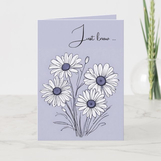 Cartão Daisy Sketch ao pensar em você (Frente)
