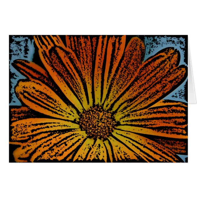 Cartão Daisy Woodcut (Frente Horizontal)