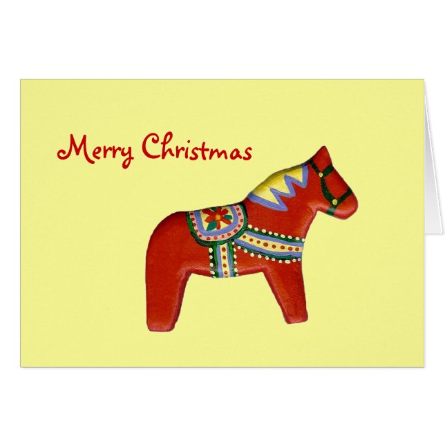 Cartão Dala Horse de Natal (Frente Horizontal)