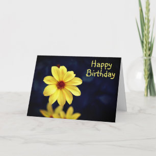 Cartão Dália Amarela Flor Elegante Feliz Aniversário