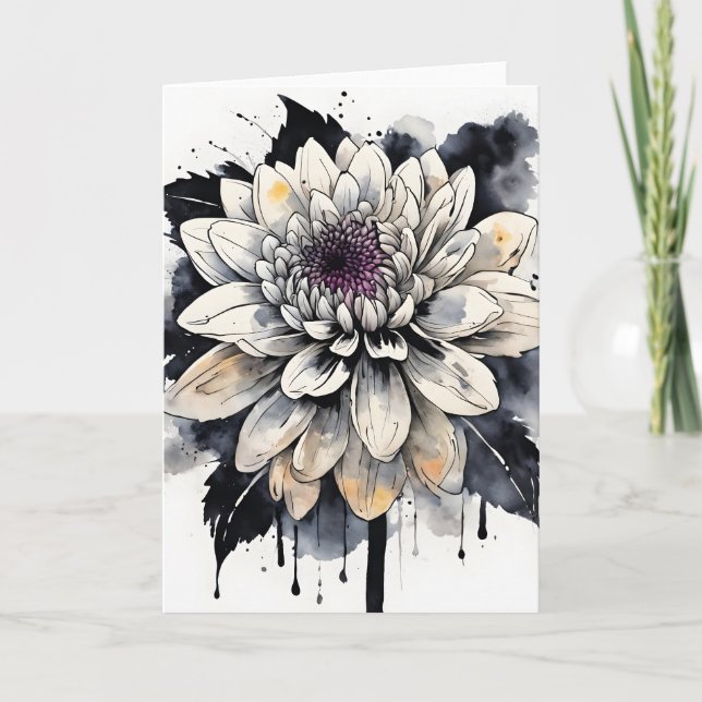 Cartão Dália - Flores em aquarela (Frente)
