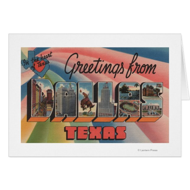 Cartão Dallas, TexasLarge - Letra ScenesDallas, TX (Frente Horizontal)