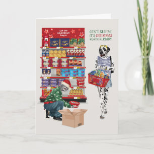 Cartão Dalmácia e Cat não acreditam que é Natal