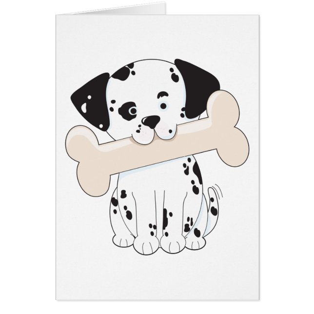 Cartão Dalmatian com osso (Frente)