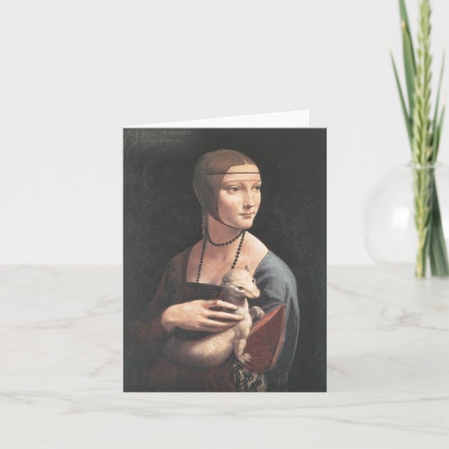 Cartão Dama con ermellino Da Vinci Fine Art (Frente)