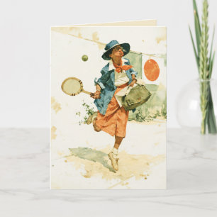 Cartão Dama de Tênis Vintage Caprichosa