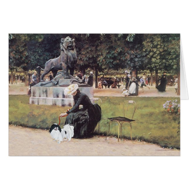 Cartão Dama e queixo japonês no parque (Frente Horizontal)