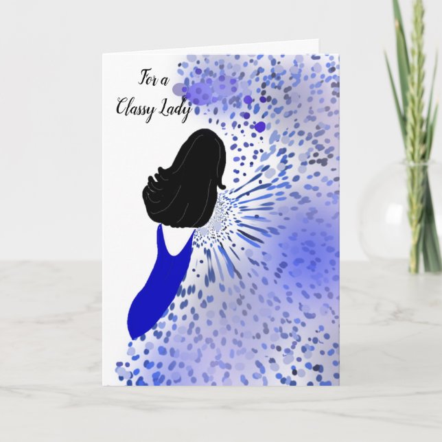 Cartão Dama Elegante em Azul (Frente)