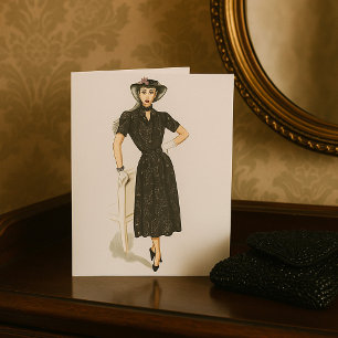 Cartão Dama Vitoriana Vintage Moda Retro Elegante