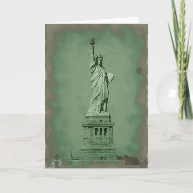Cartão Damaged Photo Effect Statue of Liberty (Frente)
