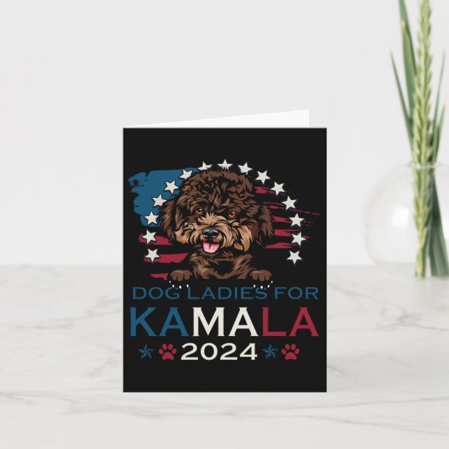 Cartão Damas Por Kamala Harris 2024 Poodle Dog America (Frente)