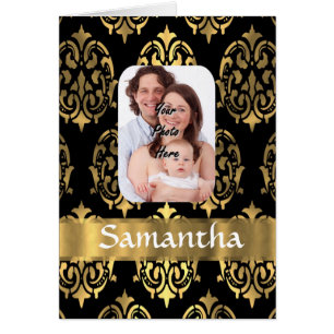 Cartão Damasco preto e ouro