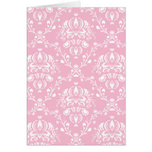 Cartão Damasco Rosa e Branco