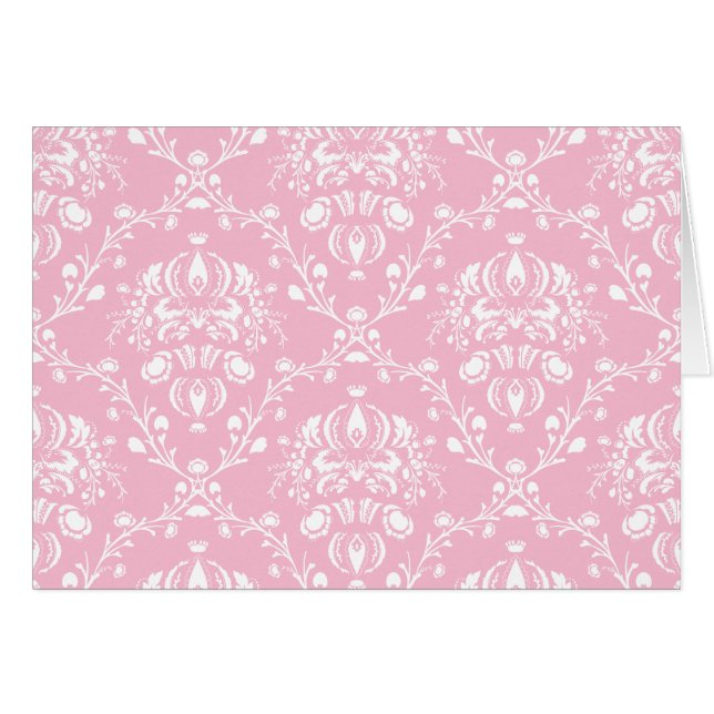 Cartão Damasco Rosa e Branco (Frente Horizontal)