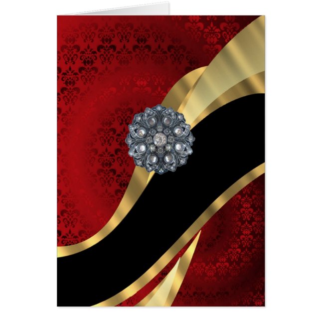 Cartão Damasco vermelho e ouro (Frente)