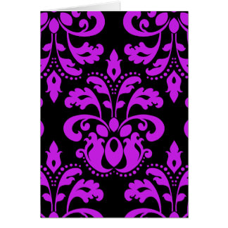 Cartão Damasco vitoriano preto e roxo