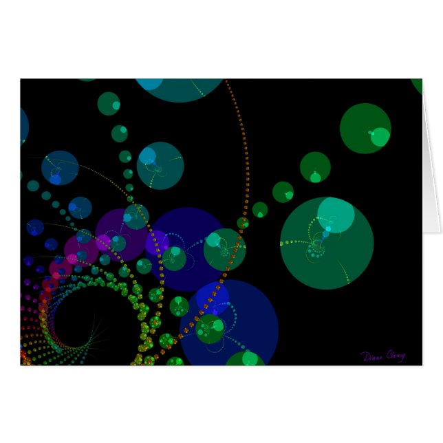 Cartão Dança das esferas II - violeta & cerceta cósmicas (Frente Horizontal)