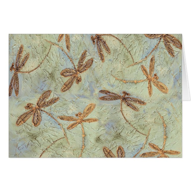 Cartão Dança de Dragonfly Dourada (Frente Horizontal)