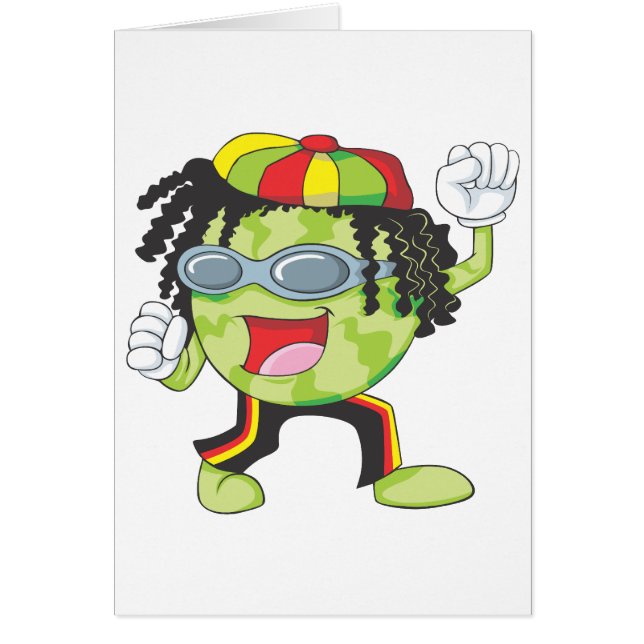 Cartão Dança jamaicana feliz da melancia (Frente)