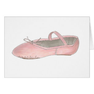 Cartão Dança Slipper Ballerina, Calçado de couro rosa