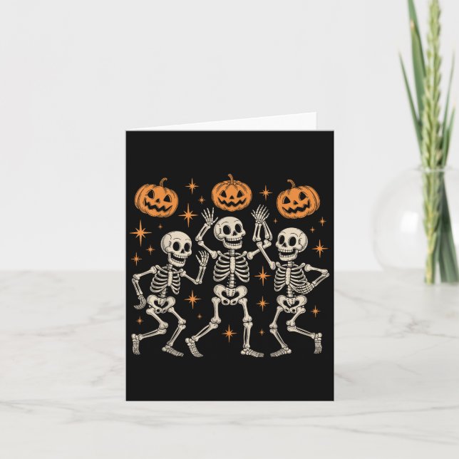 Cartão Dançando Esqueletos Dança De Halloween Macabre (Frente)